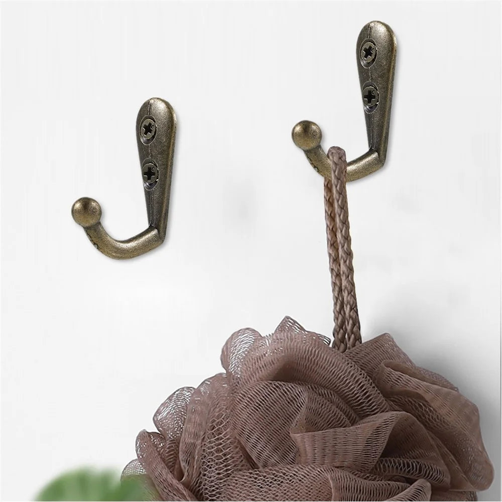 5Pcs Retro Zinc Alloy Hook Wall Door Mount Hooks Home Coat Bag Hat Key Hanging Hook with 2 Screw Holes - Bronze - 3
