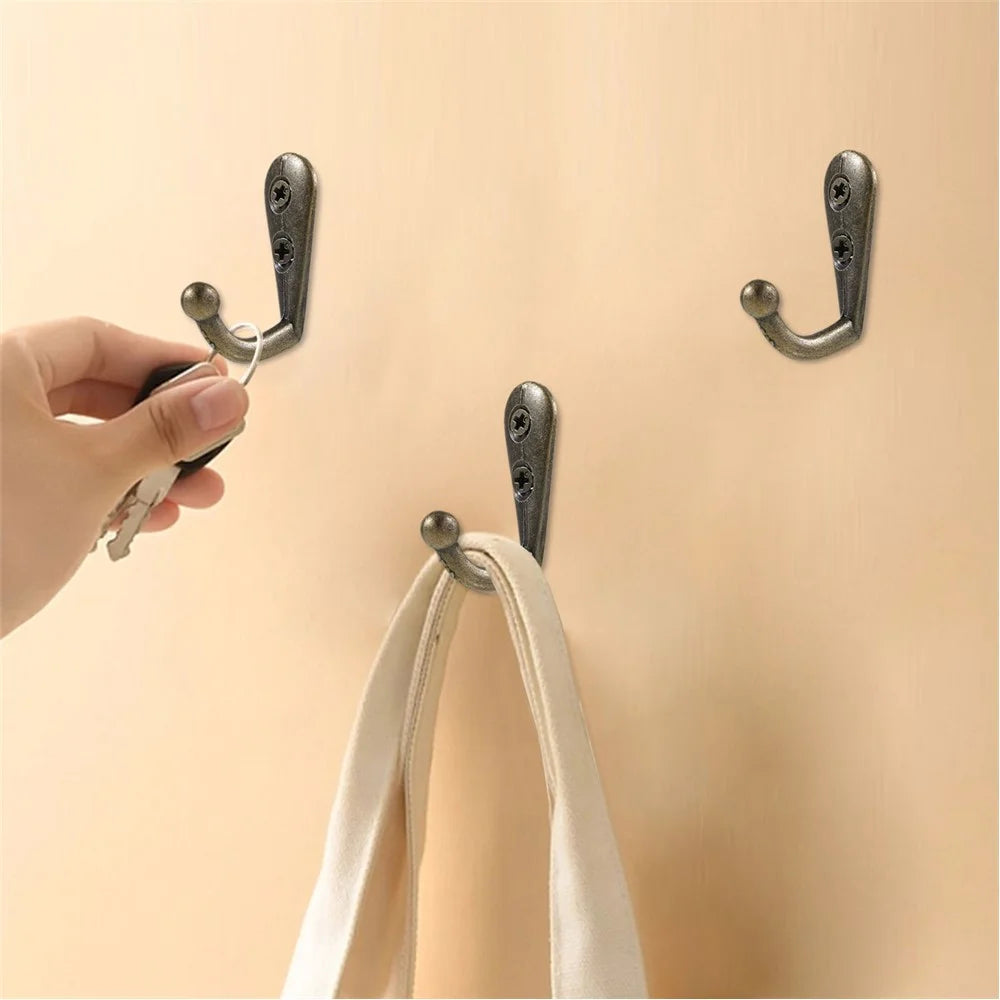5Pcs Retro Zinc Alloy Hook Wall Door Mount Hooks Home Coat Bag Hat Key Hanging Hook with 2 Screw Holes - Bronze - 4