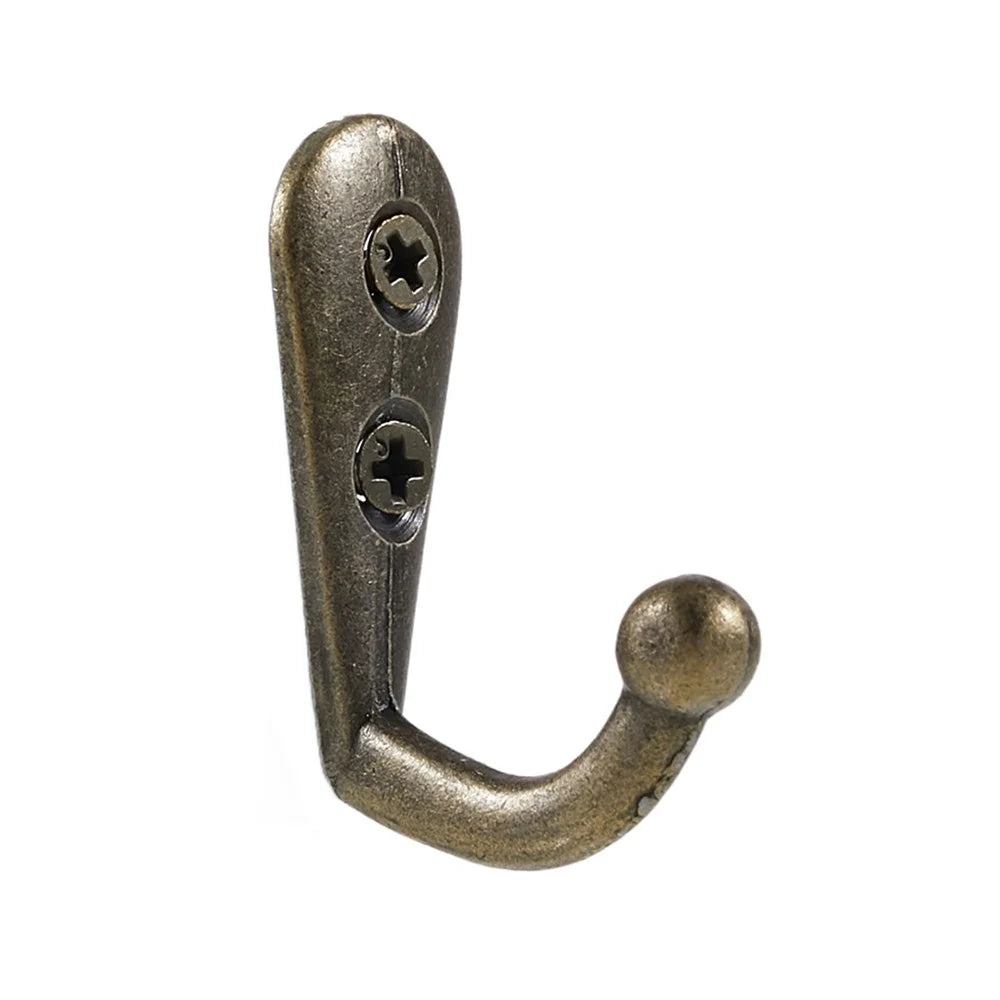 5Pcs Retro Zinc Alloy Hook Wall Door Mount Hooks Home Coat Bag Hat Key Hanging Hook with 2 Screw Holes - Bronze - 7
