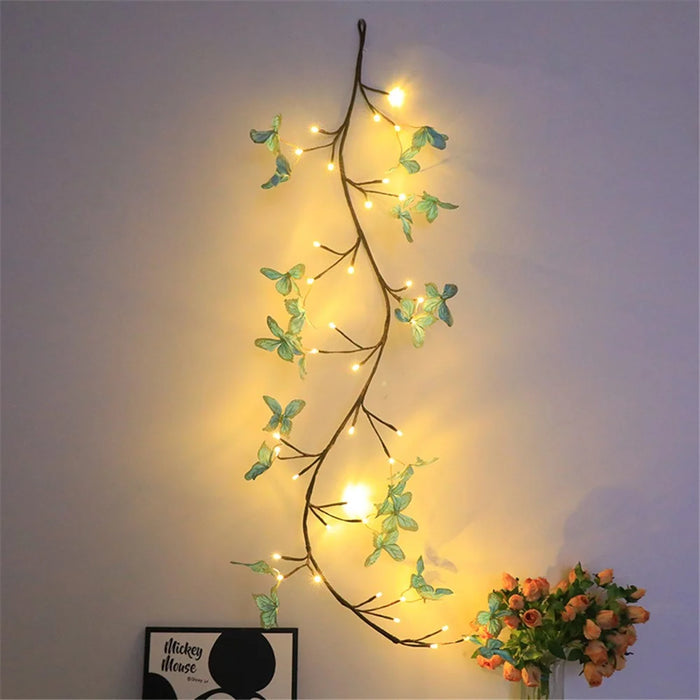 1.6m 36-Light USB Powered Blue Butterfly Rattan Strip Light Indoor Wall Decoration Atmosphere Lamp, 8 Modes with Remote Control - 3