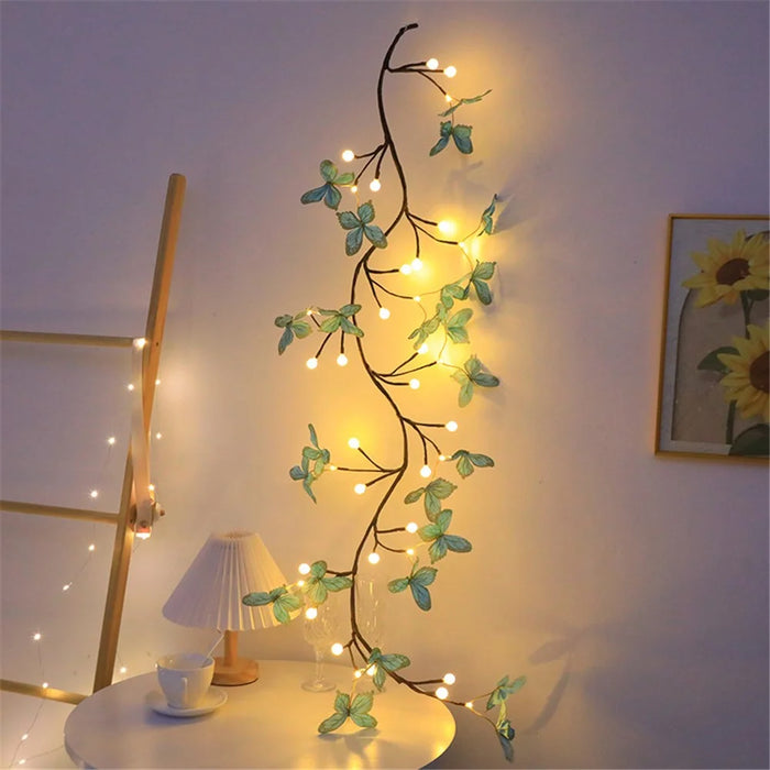 1.6m 36-Light USB Powered Blue Butterfly Rattan Strip Light Indoor Wall Decoration Atmosphere Lamp, 8 Modes with Remote Control - 4