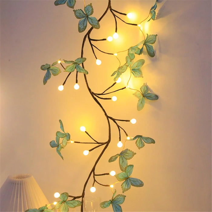 1.6m 36-Light USB Powered Blue Butterfly Rattan Strip Light Indoor Wall Decoration Atmosphere Lamp, 8 Modes with Remote Control - 5