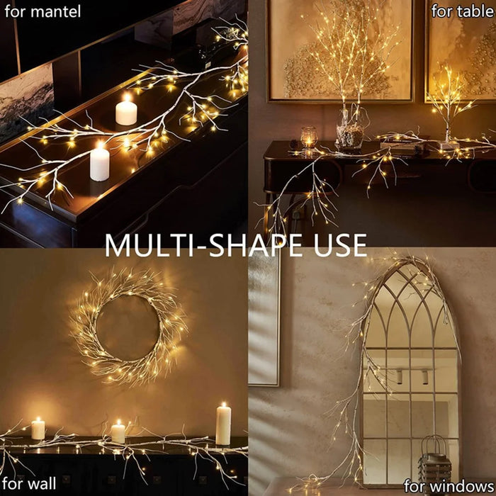 48 LED Rattan Branch Light with Remote Birch Tree Light String 8 Modes Waterproof Bendable Shape Room Decoration Art Light, 1.8M - 7