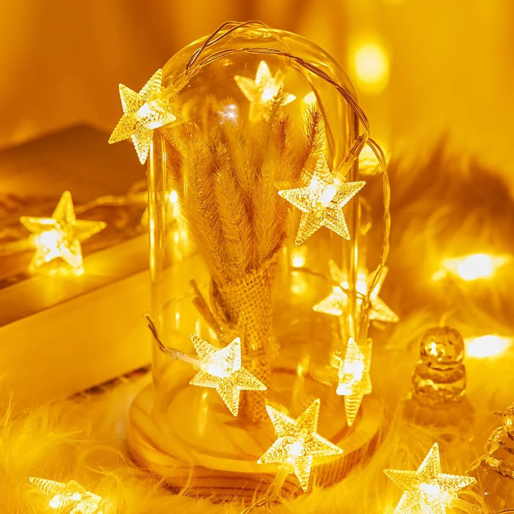 1.5m 10-LED Star Design String Light Outdoor Home Festival Decorative Ambient Light, Battery Box Powered - 5