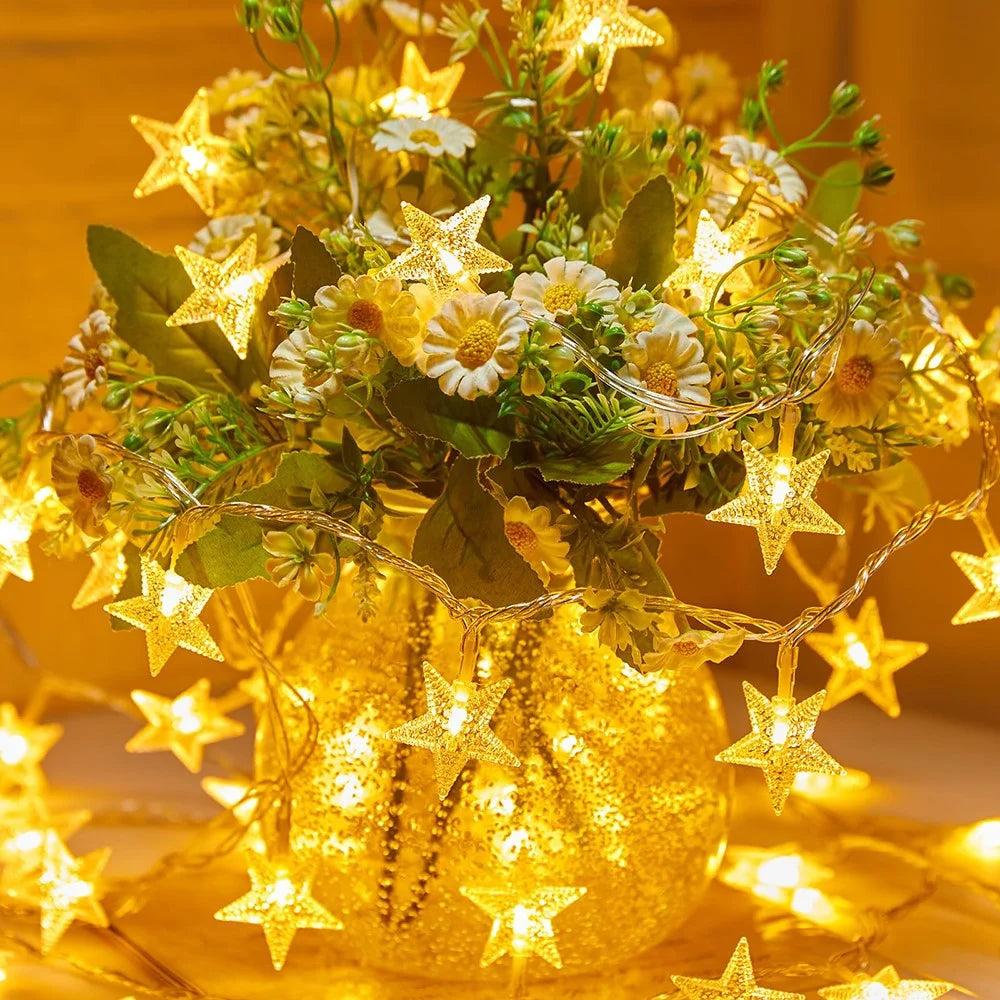 3m 20-LED Star Design String Light Outdoor Home Festival Decorative Ambient Light, Battery Box Powered - 6