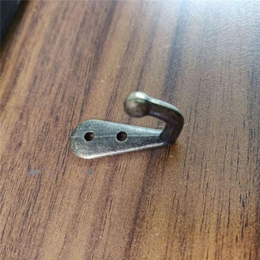 10Pcs Wall Mounted Retro Zinc Alloy Hook Door Back Hooks Home Towel Coat Bag Hat Key Hanger Rack with 2 Screw Holes - Bronze - 2
