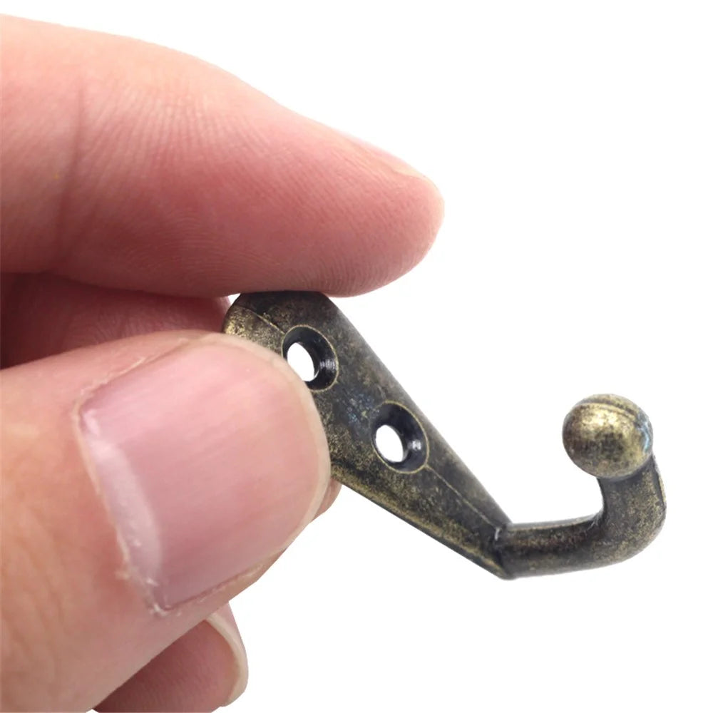 10Pcs Wall Mounted Retro Zinc Alloy Hook Door Back Hooks Home Towel Coat Bag Hat Key Hanger Rack with 2 Screw Holes - Bronze - 3