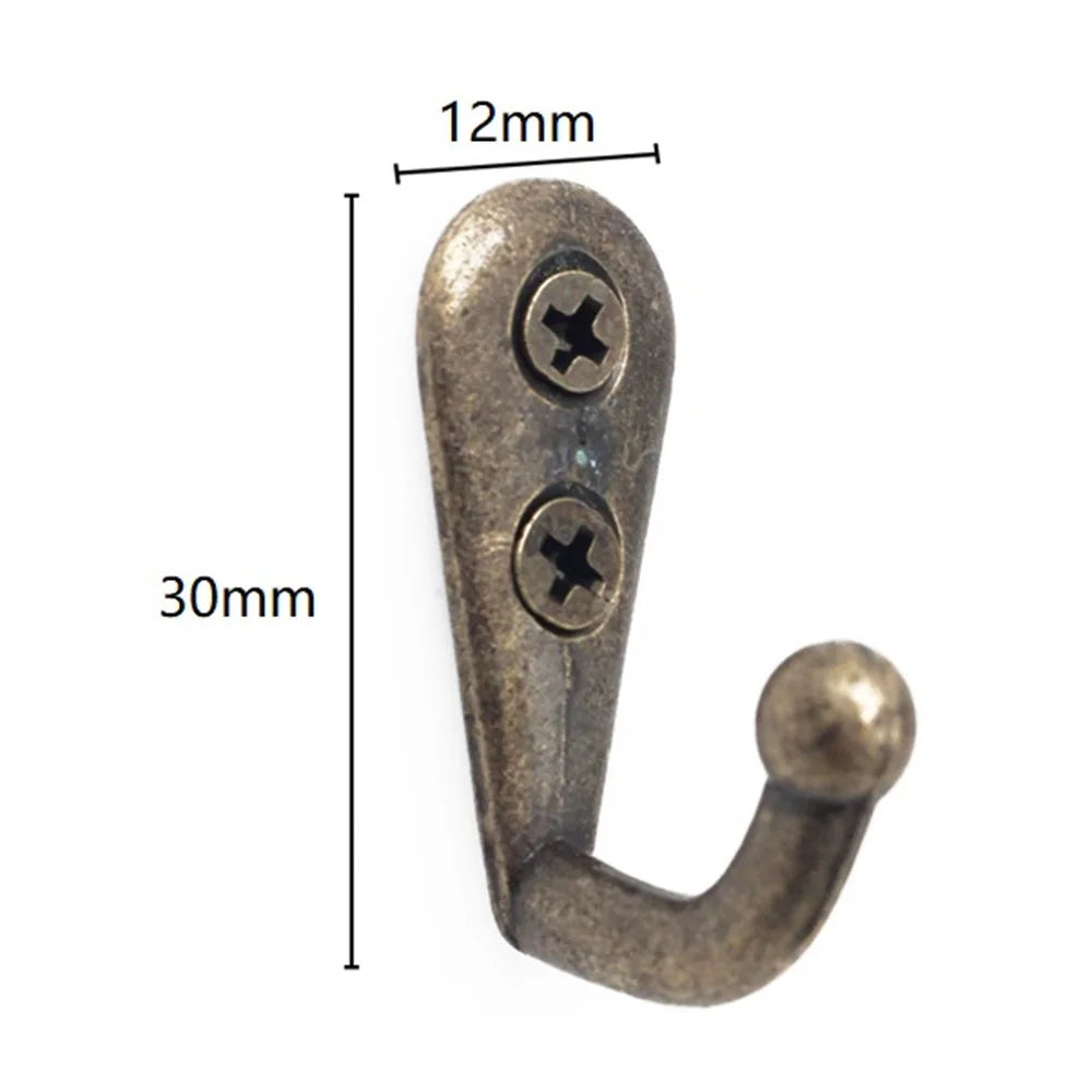 10Pcs Wall Mounted Retro Zinc Alloy Hook Door Back Hooks Home Towel Coat Bag Hat Key Hanger Rack with 2 Screw Holes - Bronze - 6