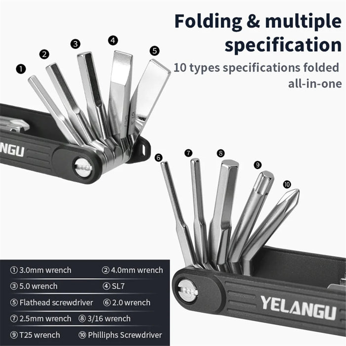 YELANGU LW-A02 10-in-1 Aluminum Alloy + Steel Multi-Function Wrenches Portable Repairing Tool - 5