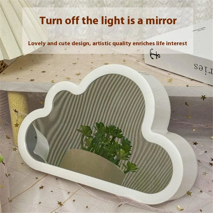 DIY Handmade Cloud Tulip Night Light Mirror Atmosphere Light Desktop Ornament, Battery Operated - Pink - 4