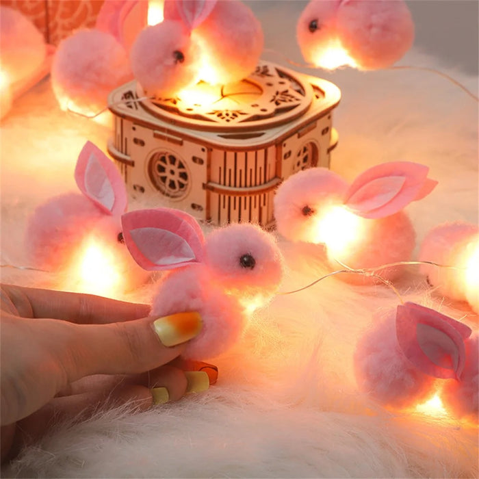 2m 20 LED Cute Rabbit String Lights Gift Cotton Fairy Lights Battery Operated - Warm White Light - 4
