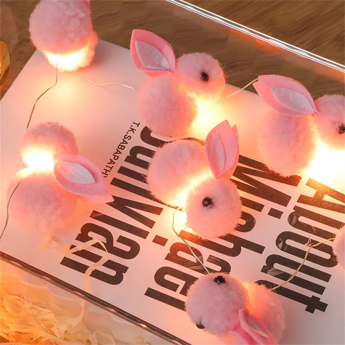 2m 20 LED Cute Rabbit String Lights Gift Cotton Fairy Lights Battery Operated - Warm White Light - 6