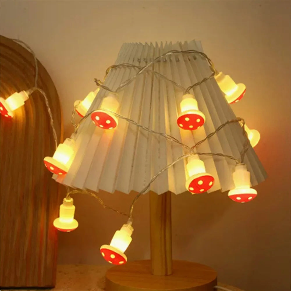 1.5m 10 LED Mushroom Decor Fairy Lights Battery Operated String Lights Gifts - Warm White - 2