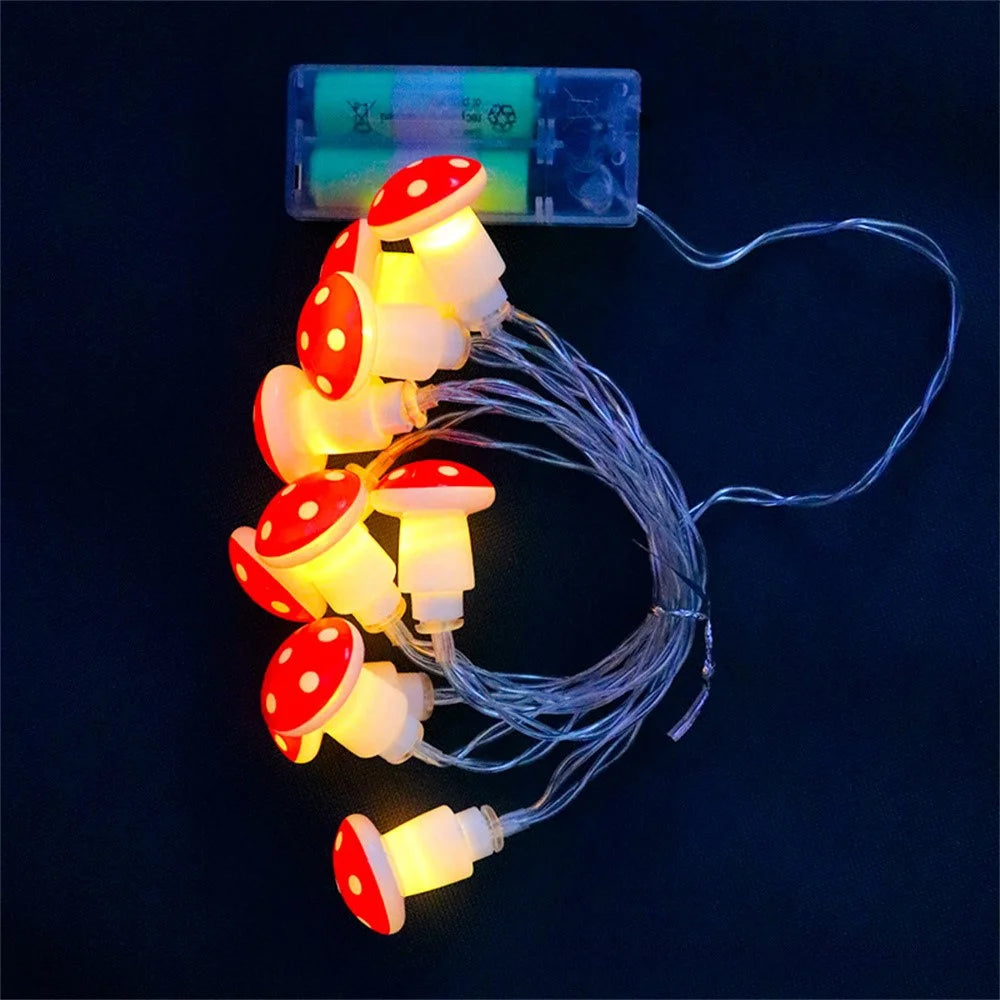 1.5m 10 LED Mushroom Decor Fairy Lights Battery Operated String Lights Gifts - Warm White - 7