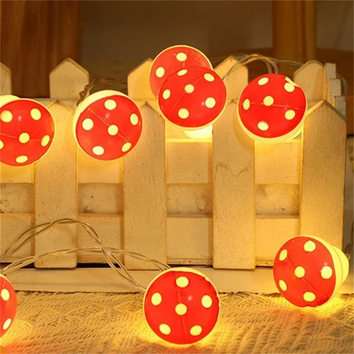 2m 20 LED Mushroom Decor Fairy Lights Battery Operated String Lights Gifts - Warm White - 5