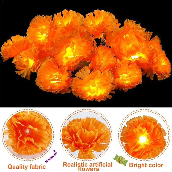 3m 20 LED Dahlia Fairy Lights Battery Operated String Lights Halloween Gift Cemetery Decor - 7