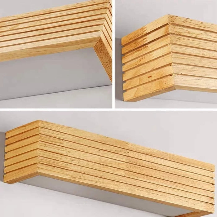 55cm LED Solid Wood Wall Light Bedroom Bedside Bathroom Corridor Wall Lamp, Warm Light - 3