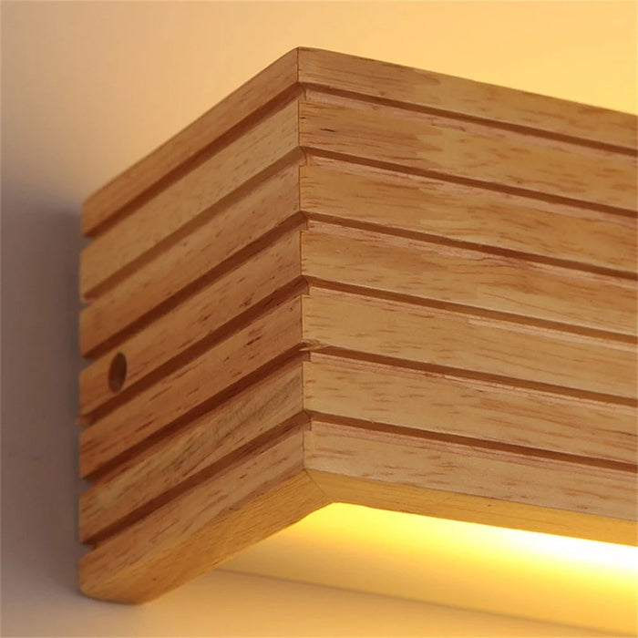 55cm LED Solid Wood Wall Light Bedroom Bedside Bathroom Corridor Wall Lamp, Warm Light - 5