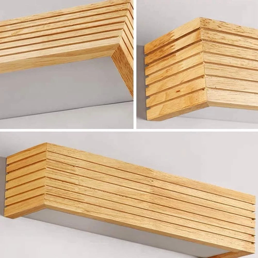 45cm LED Solid Wood Wall Light Bedroom Bedside Bathroom Corridor Wall Lamp, Warm Light - 3