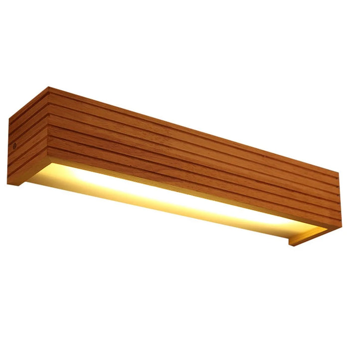 35cm LED Solid Wood Wall Light Bedroom Bedside Bathroom Corridor Wall Lamp, Warm Light - 1
