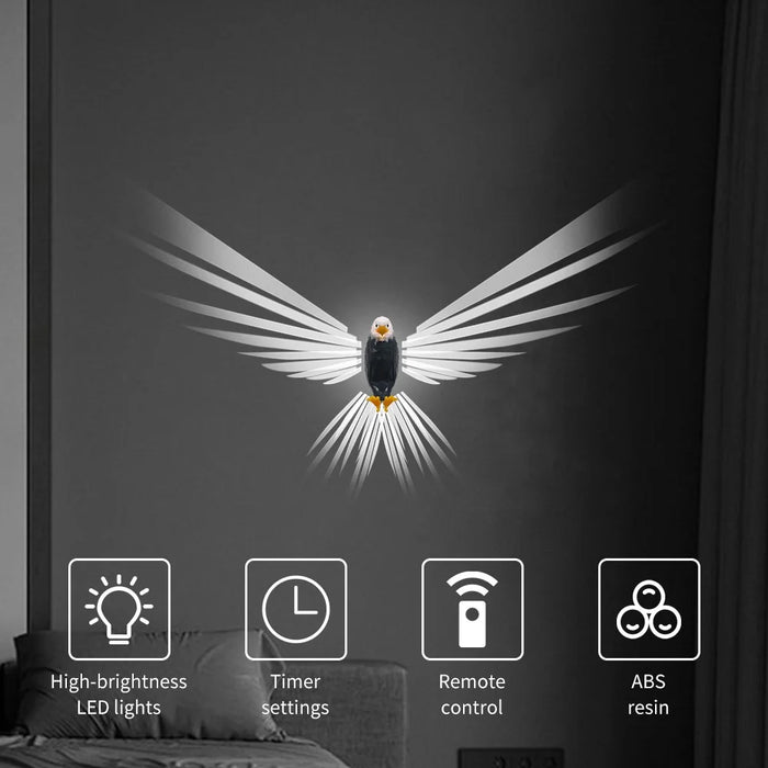 Bald Eagle Projector Lamp Remote Control LED Night Light with Timer Bedroom Decor - 2
