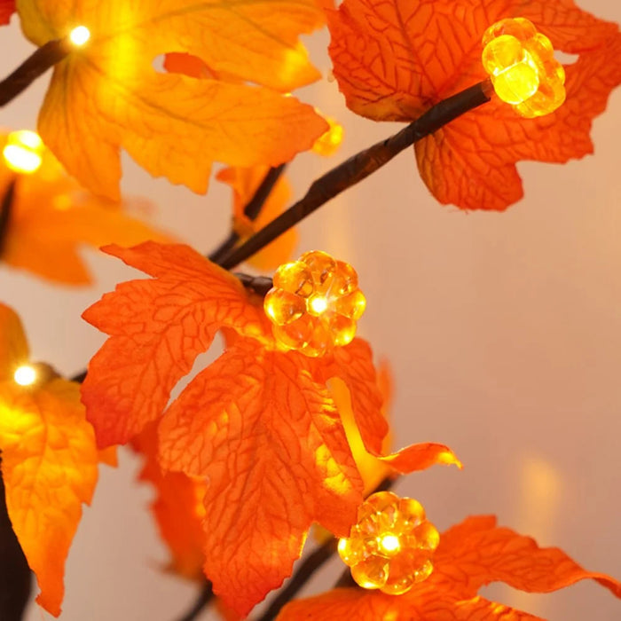 Pumpkins Fake Fall Lighted Maple Tree 24 Leds Lights Thanksgiving Decoration Artificial Tree Lights - 5