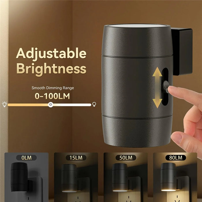 2Pcs Brightness Adjustable Light Sensing Rotatable Lamp Home Bedroom Night Light - EU Plug - 4