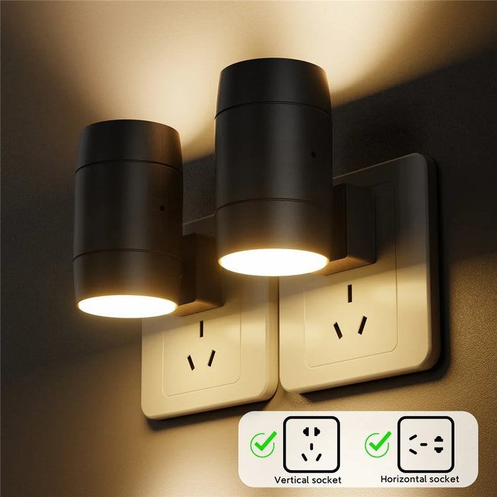 2Pcs Brightness Adjustable Light Sensing Rotatable Lamp Home Bedroom Night Light - EU Plug - 5