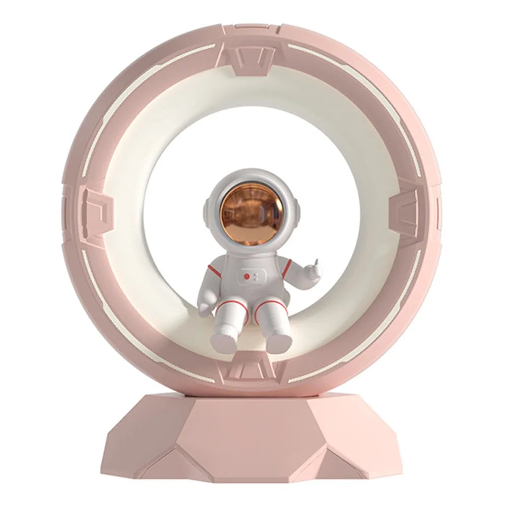 Astronaut Night Light for Kids USB Rechargeable LED Eye-Care Bedside Lamp with 3 Colors - Pink - 1