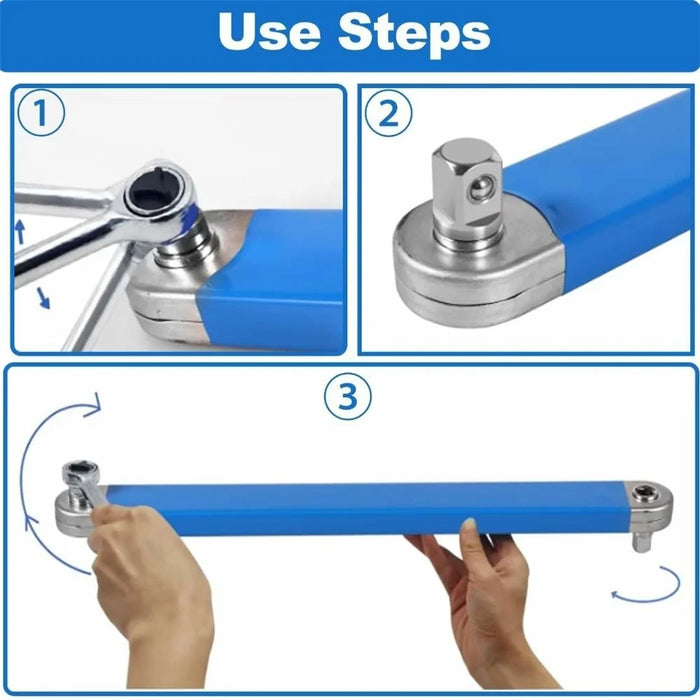 Universal Multi-Purpose Extension Wrench High Carbon Steel Ratchet Wrench - Blue - 2