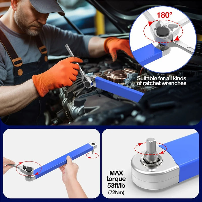 Universal Multi-Purpose Extension Wrench High Carbon Steel Ratchet Wrench - Blue - 5