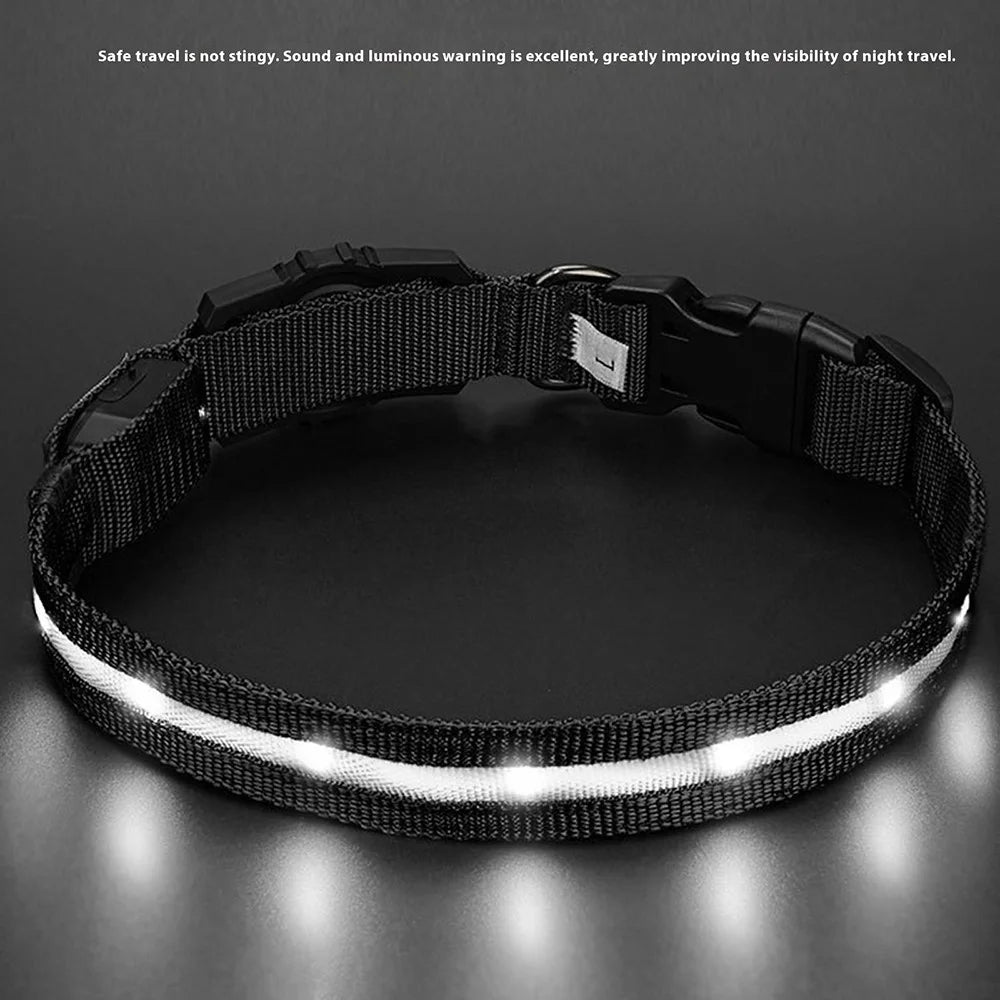 LED Light Nylon Pet Dog Neck Collar Gift with Protective Cover for AirTag Tracker (CE Certified) - White Light / S - 3
