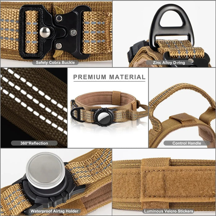 Dog Collar Nylon Adjustable Pet Collar Gift with Waterproof Protective Cover for AirTag - Camel / M - 6