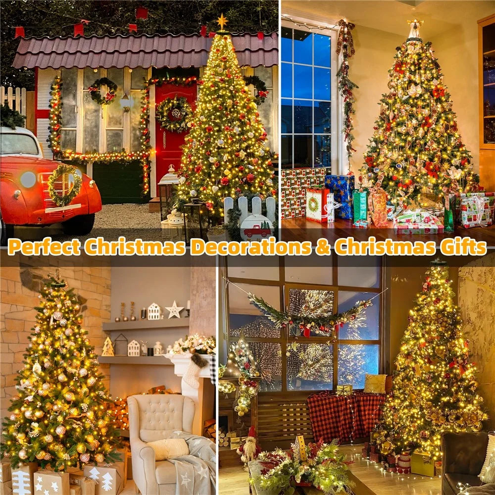 1.5m 200-Light Christmas Tree Decor Lamp Waterfall Hanging Christmas Gift LED Light Strings, EU Plug - Warm White Light - 4