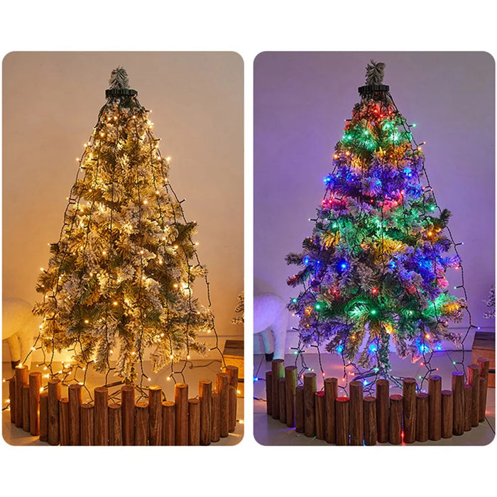3m 300-Light Christmas Tree Decor Lamp Waterfall Hanging Christmas Gift LED Light Strings, EU Plug - Warm White Light - 7