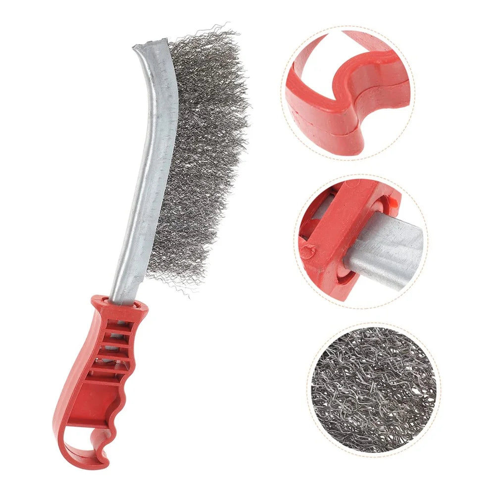 Non-Slip Grip Stainless Steel Wire Brush for Metal Rust Removal Cleaning Deburring Tool - 2