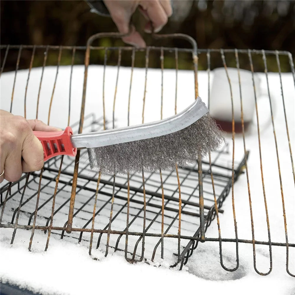 Non-Slip Grip Stainless Steel Wire Brush for Metal Rust Removal Cleaning Deburring Tool - 3