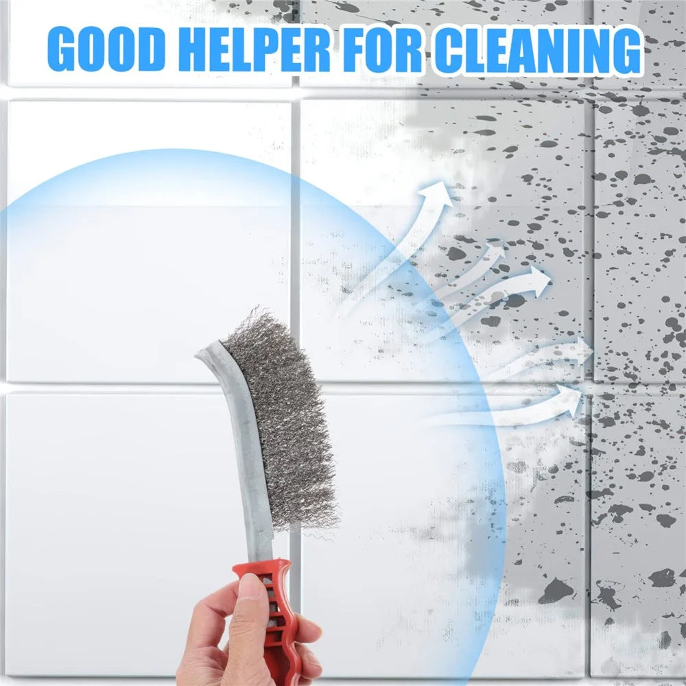Non-Slip Grip Stainless Steel Wire Brush for Metal Rust Removal Cleaning Deburring Tool - 5