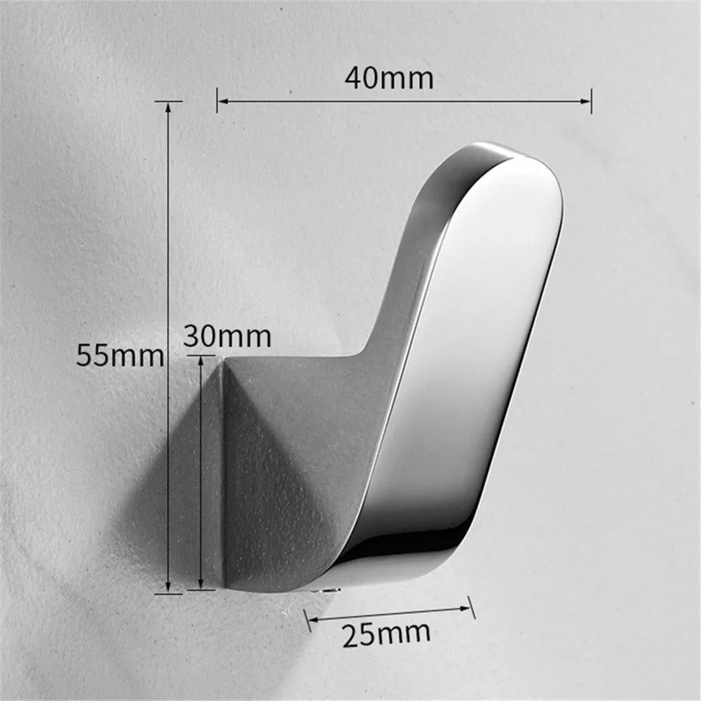 1Pc Bath Towel Hook Robe Hook for Bathroom Kitchen Wall Mounted Brass Coat Hook (with Screws) - Silver - 3