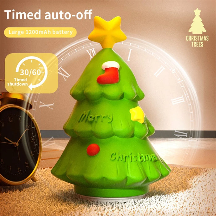 Christmas Tree Tap Light 500mAh Rechargeable Silicone Night Light for Kids Bedroom - 5