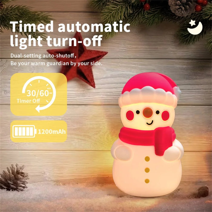 Christmas Snowman Tap Light with 7-Color Ambient Lighting, 500mAh Rechargeable Night Light - 4