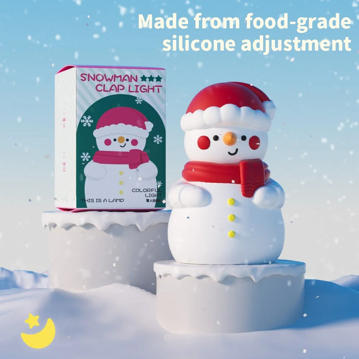 Christmas Snowman Tap Light with 7-Color Ambient Lighting, 500mAh Rechargeable Night Light - 6