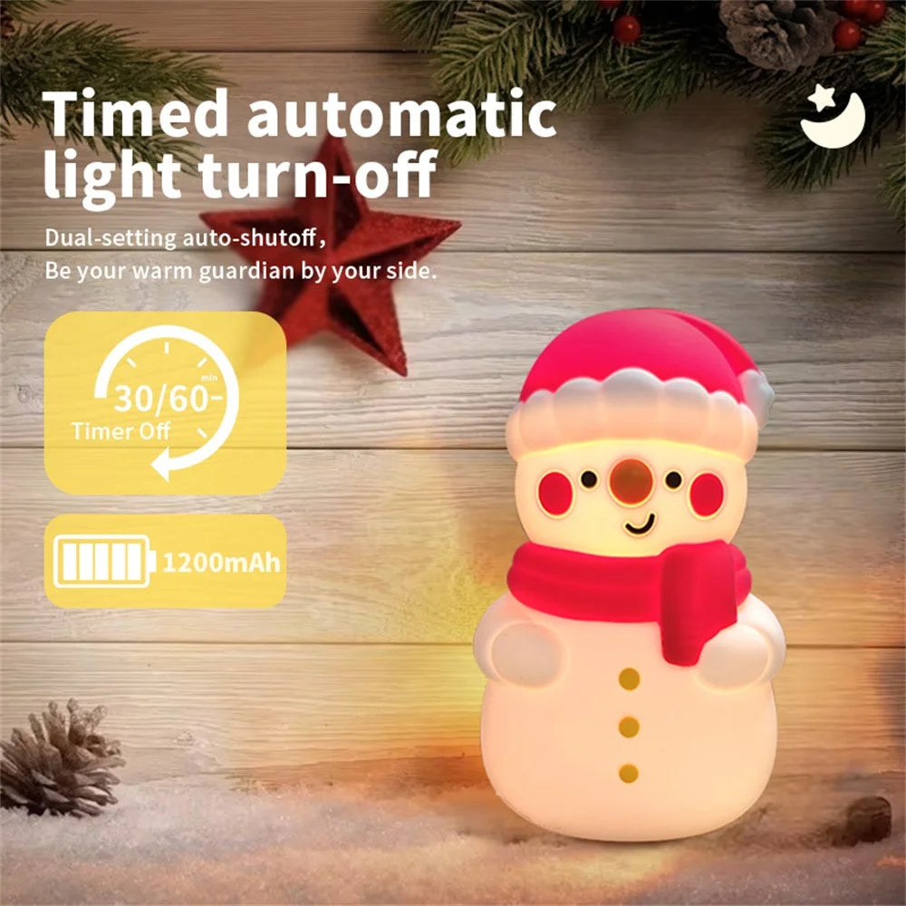 Christmas Snowman Tap Light with 7-Color Ambient Lighting, 1200mAh Rechargeable Night Light - 6