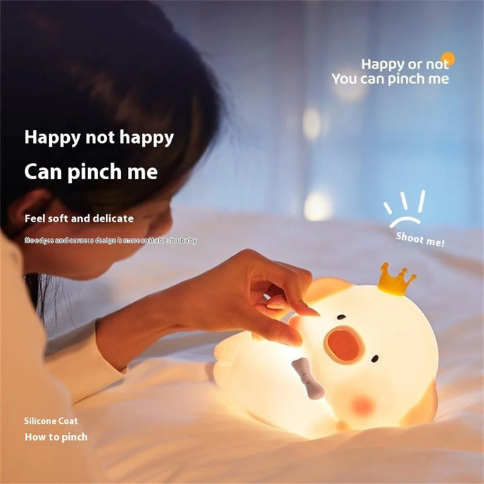 Pig Silicone Night Light for Bedroom Cute Cartoon Gift Touch Sensor Remote Control Tap Lamp - 5