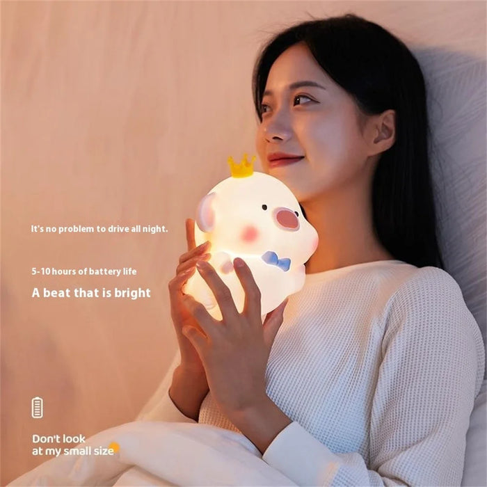 Pig Silicone Night Light for Bedroom Cute Cartoon Gift Touch Sensor Remote Control Tap Lamp - 7