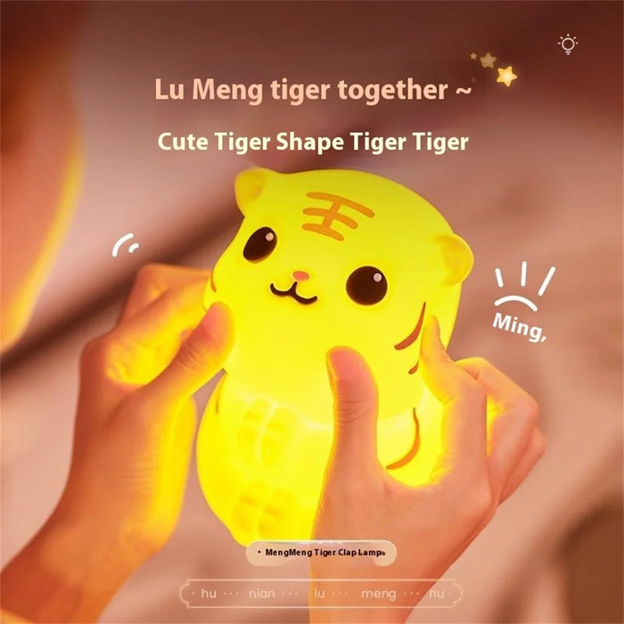 Cute Tiger Night Light with Remote Control Battery Powered Silicone Lamp for Bedroom - 3
