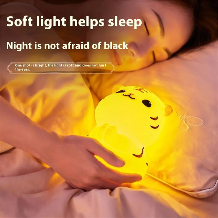 Cute Tiger Night Light with Remote Control Battery Powered Silicone Lamp for Bedroom - 5