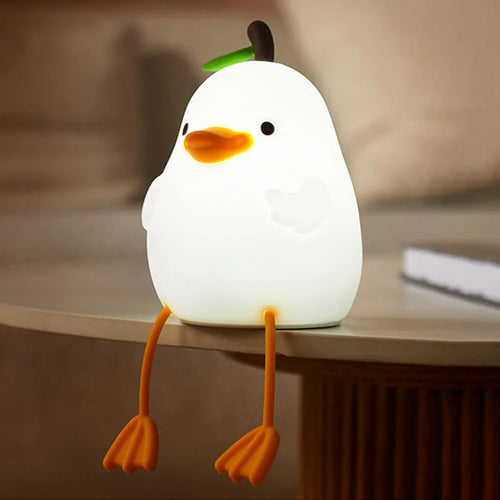 Pear Duck Night Light for Kids Cute Silicone Nursery Nightlight 3 Level Dimmable Tablet Lamp - 1