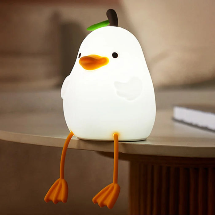 Pear Duck Night Light for Kids Cute Silicone Nursery Nightlight 3 Level Dimmable Tablet Lamp - 1