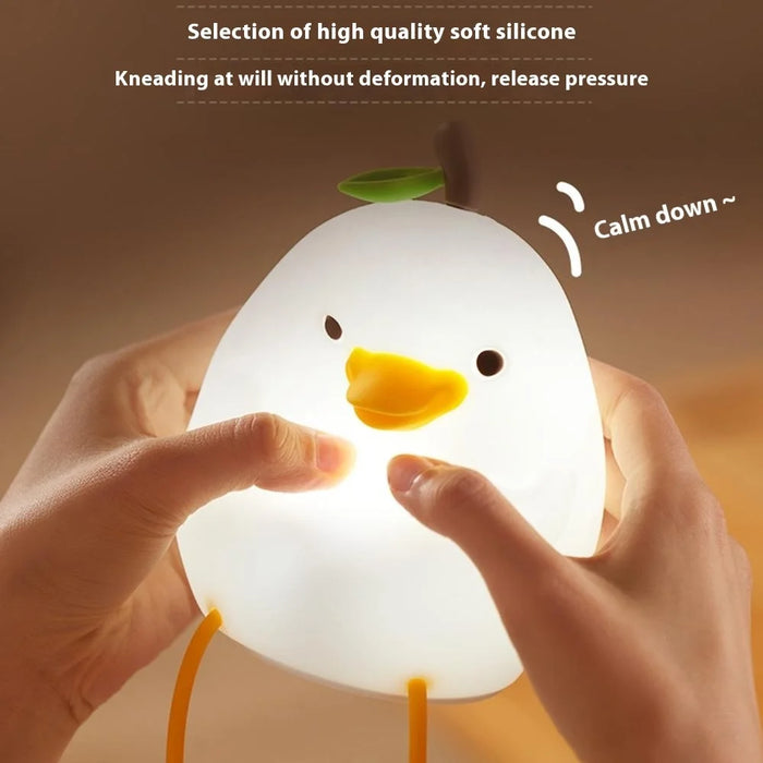 Pear Duck Night Light for Kids Cute Silicone Nursery Nightlight 3 Level Dimmable Tablet Lamp - 2
